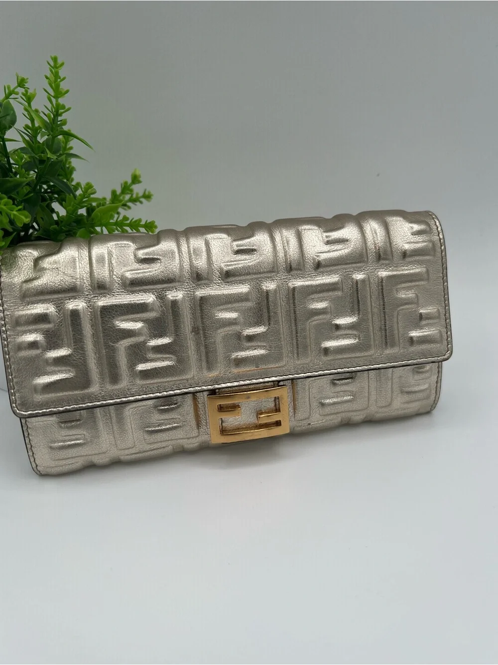 Fendi baguette ff long wallet silver embossed - Picture 11 of 11